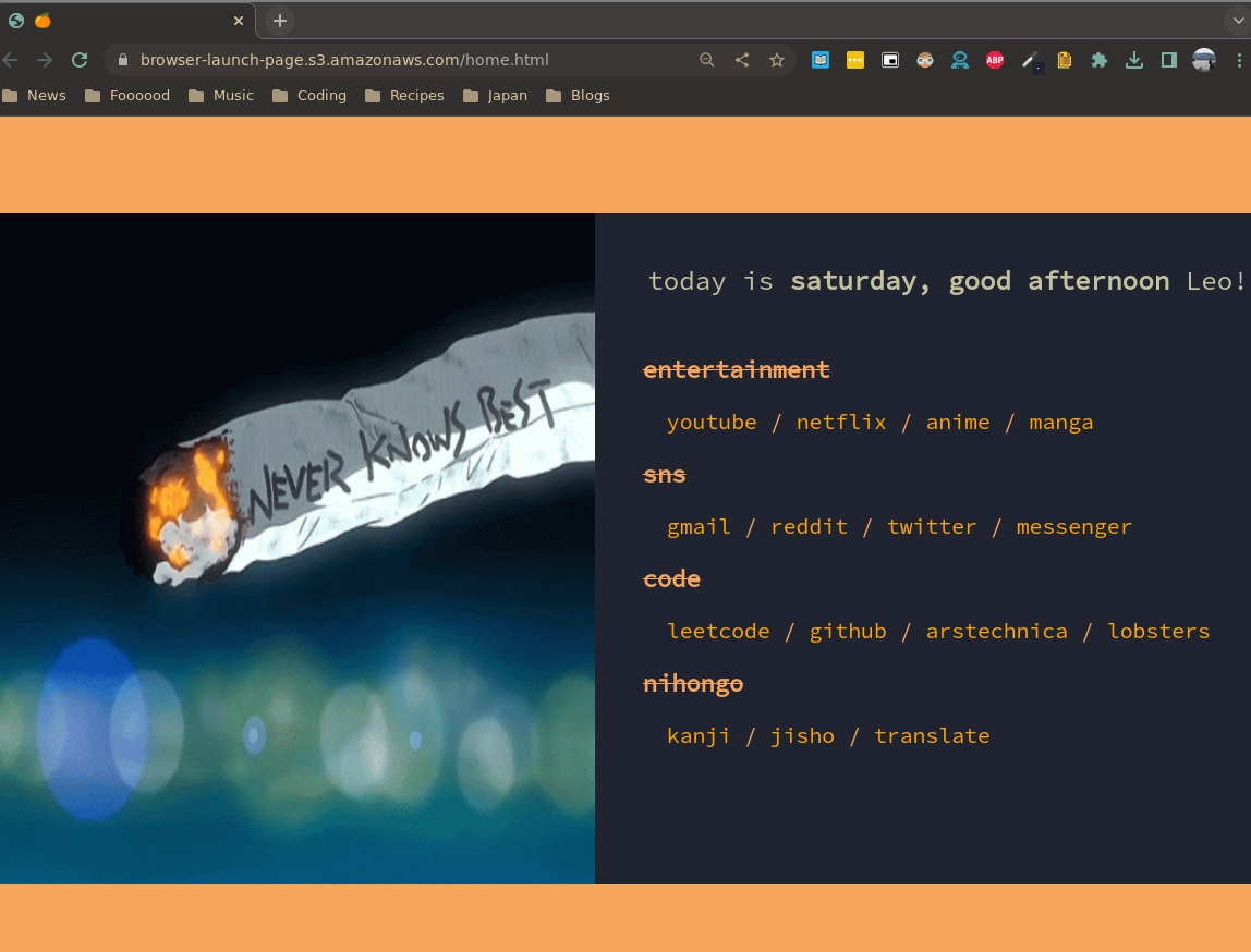 my chrome launch page example