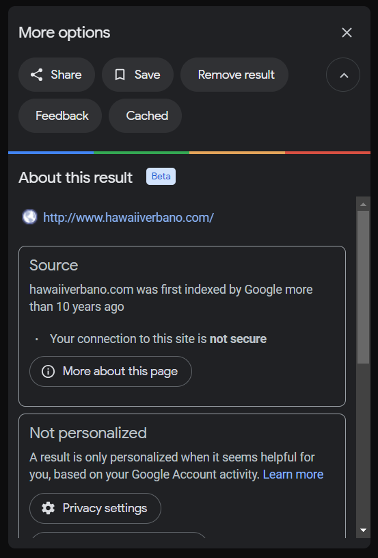 result from about search result link