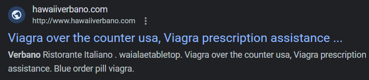 Google search result for verbano website